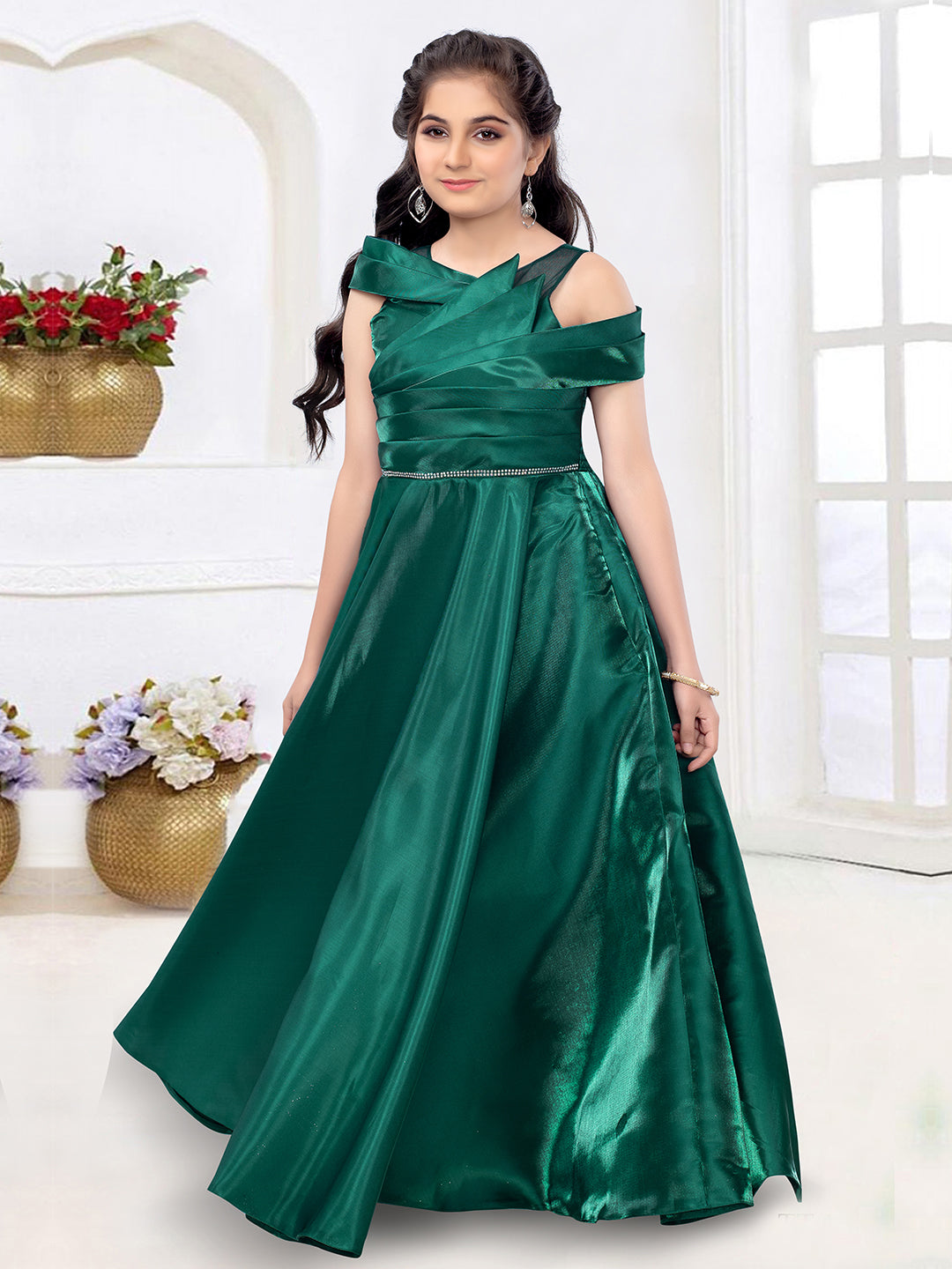 Buy Fashion Dream Girls Green Embellished Jacquard Pack Of 1 Dress | Dresses  | Kids Wear | Girls Dress | Kids Dress | Dress | Dresses For Girls | Maxi  Dress |